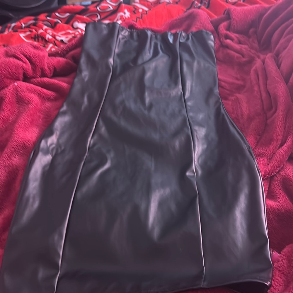 Leather dress body dress hugs u like a glove